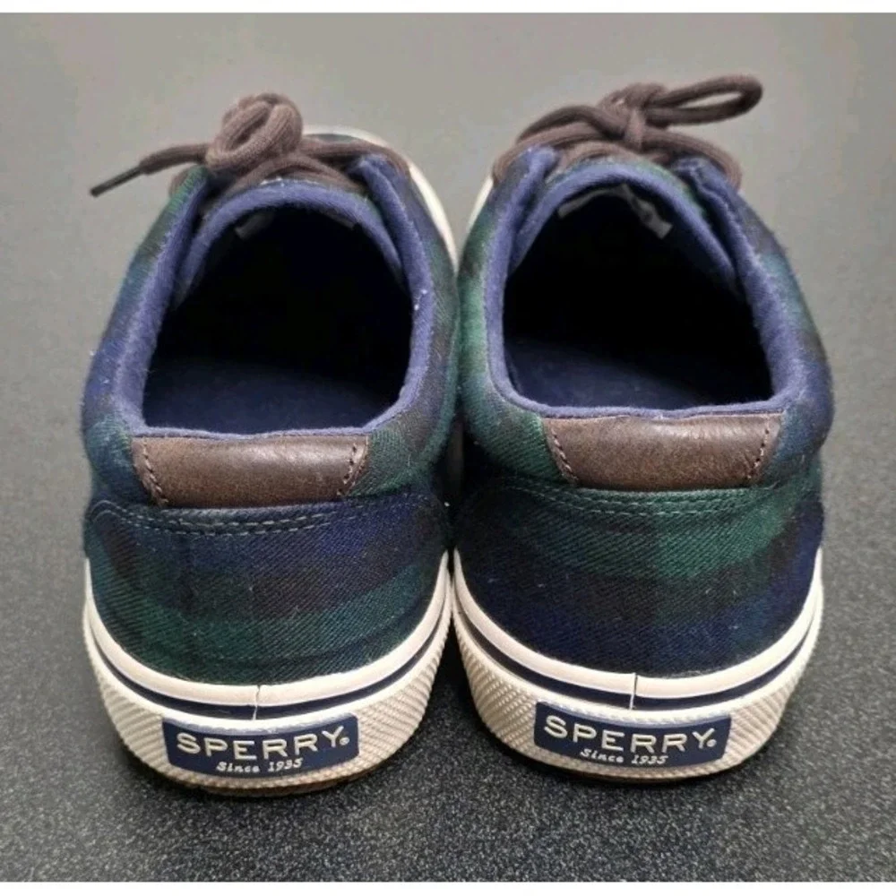 Sperry Top-sider Halyard CVO Plaid Men 8 Memory Foam Navy Sneakers Shoe Nautical